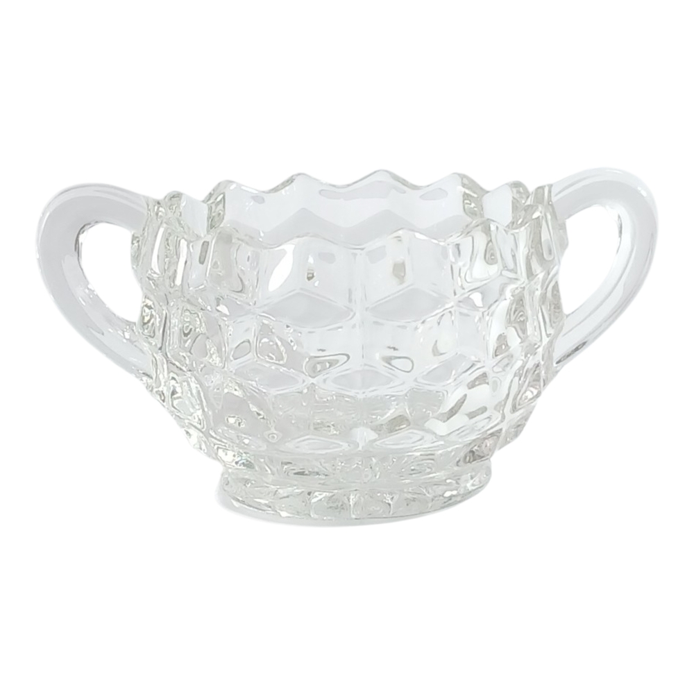 Clear Pressed-Glass Two-Handle Sugar Bowl - Classic Glass Serveware